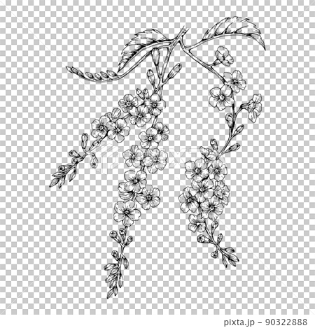 小花の手描きペン画 90322888