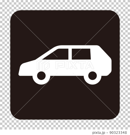 簡單的單色白色輪廓方形車前圖標 90323348