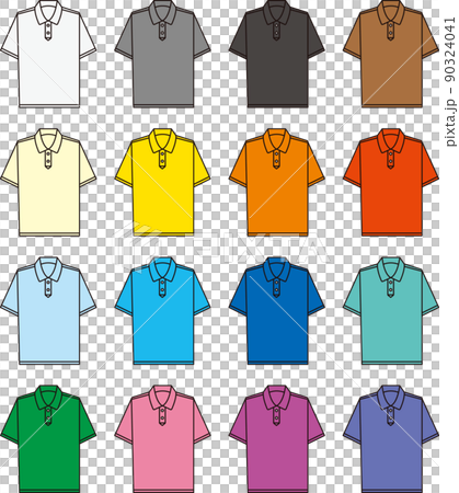 16-color set of polo shirts seen from the front 16-color set of polo shirts seen from the front 90324041