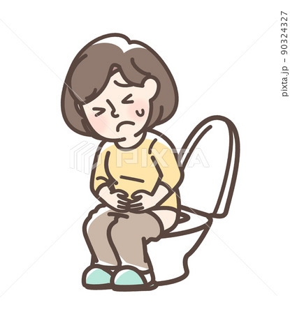 トイレで困っている女性 90324327