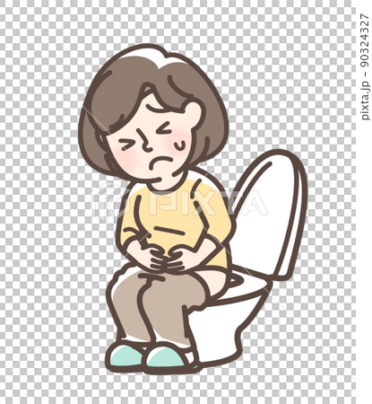 トイレで困っている女性 90324327