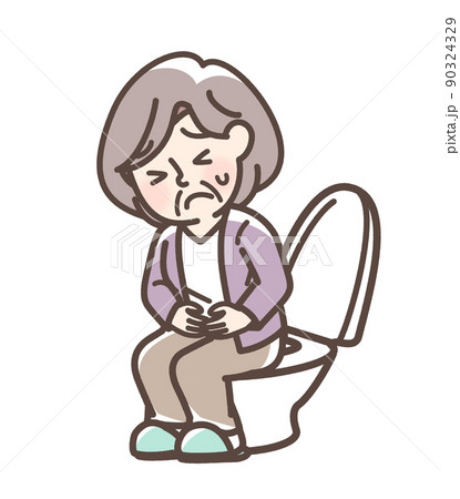 トイレで困っている女性 90324329