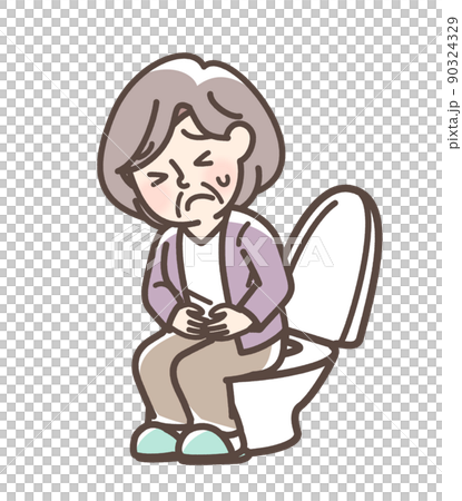 トイレで困っている女性 90324329