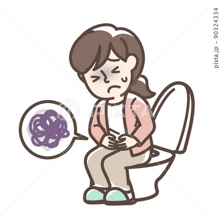 トイレで困っている女性 90324334