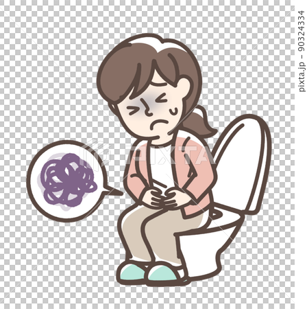 トイレで困っている女性 90324334