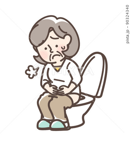 トイレで困っている女性 90324340