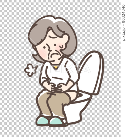 トイレで困っている女性 90324340