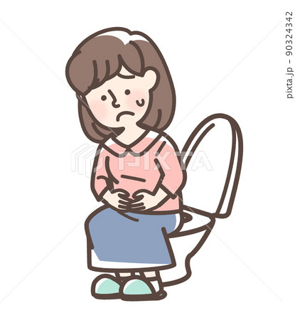 トイレで困っている女性 90324342