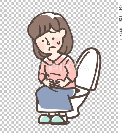 トイレで困っている女性 90324342