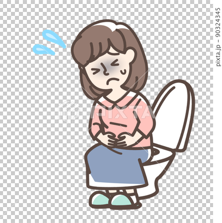 トイレで困っている女性 90324345