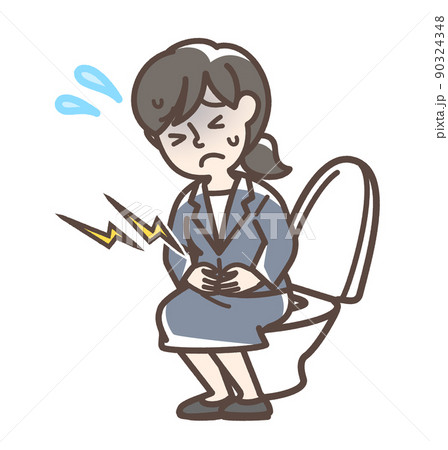 トイレで困っているスーツの女性 90324348