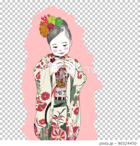 Shichigosan是一個穿著和服的3歲女孩 90324450