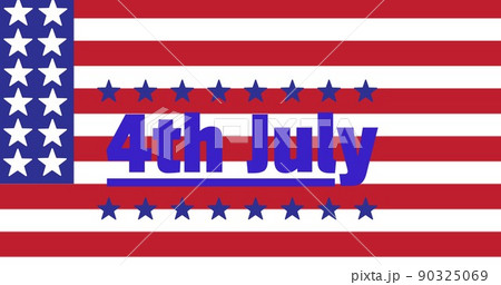 Illustrative image of 4th july text with star shapes on flag of america, copy space Illustrative image of 4th july text with star shapes on flag of america, copy space 90325069