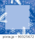 Christmas  greeting frame with fir branches and snowflakes 90325672