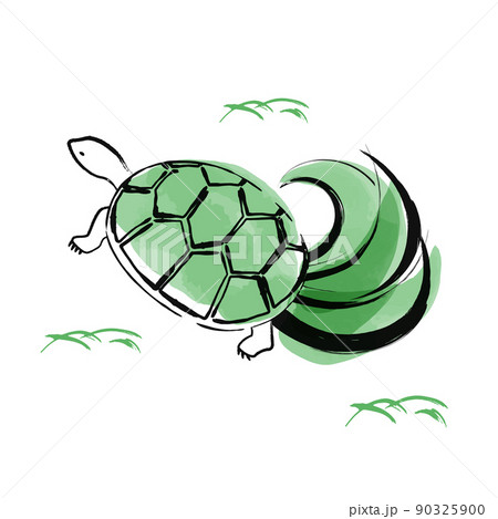 水墨画風蓑亀のベクターイラスト 緑色 水墨画風蓑亀のベクターイラスト 緑色 90325900