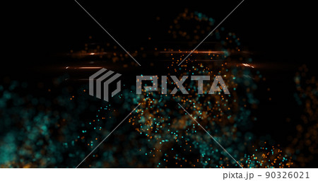 Image of neon orange boxing ring and glowing particles 90326021