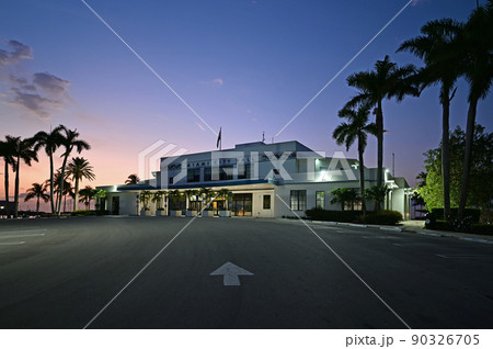 Miami City Hall on Virginia Key, Florida in morning twilight. Miami City Hall on Virginia Key, Florida in morning twilight. 90326705