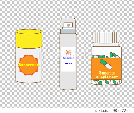 Various types of sunscreen goods set, cream,... - Stock Illustration ...
