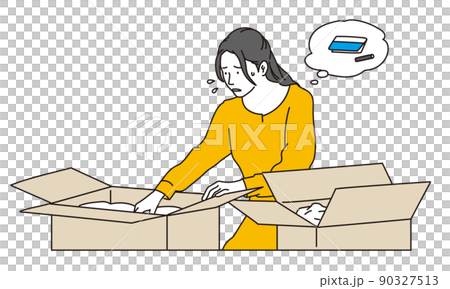 荷物の中なら大事なものを探す女性 荷物の中なら大事なものを探す女性 90327513