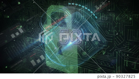 Image of security padlock and data processing over navy background Image of security padlock and data processing over navy background 90327825