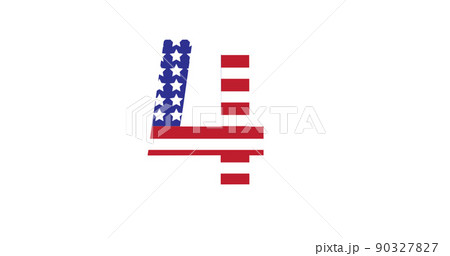Image of 4 text with colours of american flag over white background Image of 4 text with colours of american flag over white background 90327827