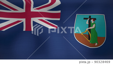 Image of national flag of montserrat waving 90328469