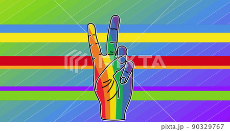 Image of rainbow hand over rainbow 90329767