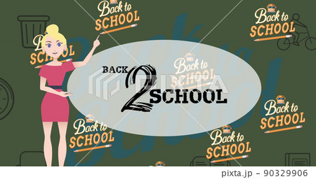 Image of woman talking over back to school texts 90329906