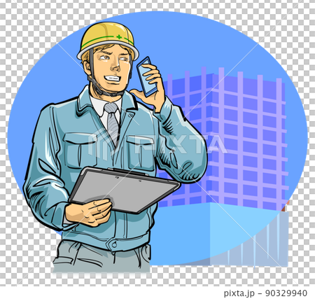 電話連絡を行う現場監督 電話連絡を行う現場監督 90329940