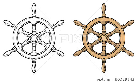 Galley rudder wheel - Stock Illustration [90329943] - PIXTA