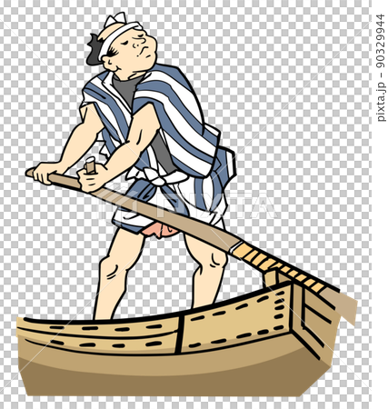 The boatman rowing the turret of the ship 90329944