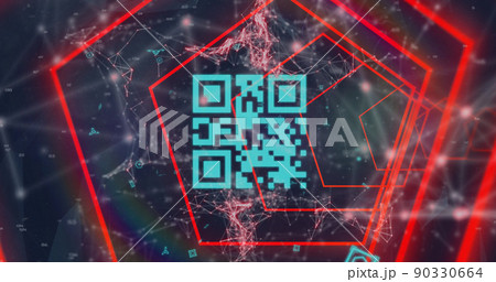 Image of red neon geometrical shapes over qr...のイラスト素材 [90330664] - PIXTA