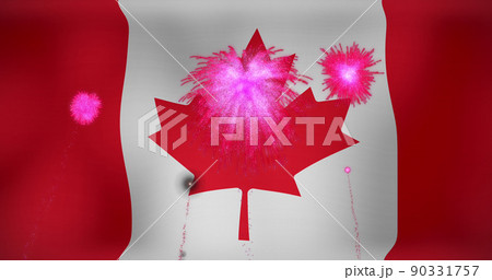 Image of fireworks over flag of canada Image of fireworks over flag of canada 90331757