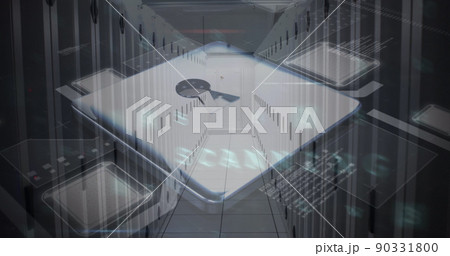 Image of security padlock over data processing on dark background 90331800