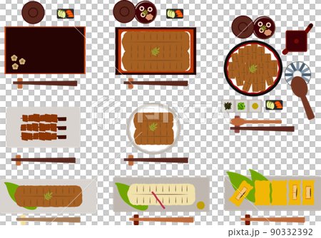 Illustration set of various eel dishes 90332392