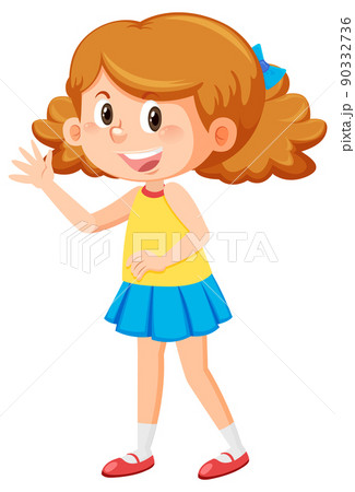 Cute girl with curly hair cartoon 90332736