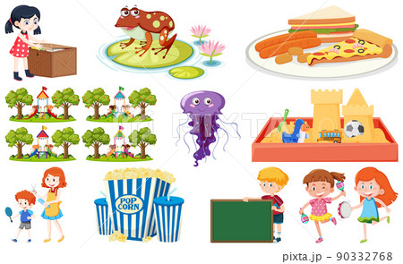 Set of different cute kids and objects Set of different cute kids and objects 90332768