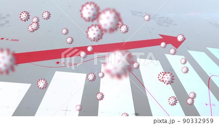 Image of virus cells floating over data processing Image of virus cells floating over data processing 90332959