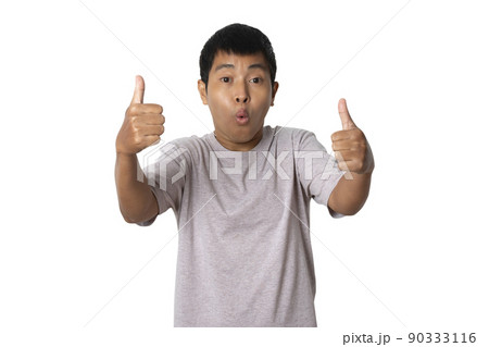 man showing approving doing positive gesture with hand for success. 90333116