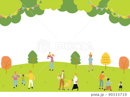 家族の子育て　公園の風景 90333719