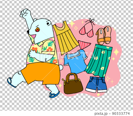お買い物大好きシロクマがサマーセールに行くイラスト お買い物大好きシロクマがサマーセールに行くイラスト 90333774