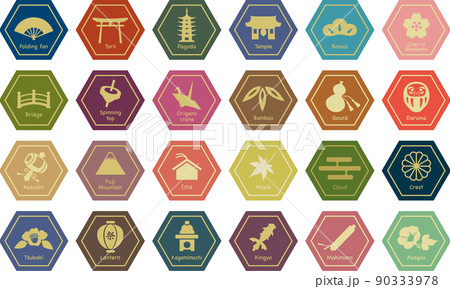 日本のイメージアイコンラベルセット 90333978
