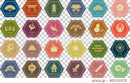 日本のイメージアイコンラベルセット 90333978