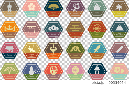 Japanese style image icon set Japanese style image icon set 90334054