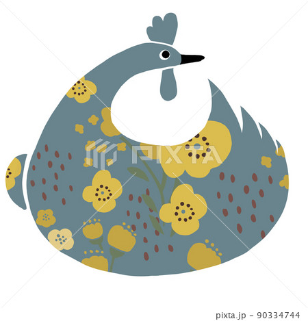 振り向くニワトリ　 90334744