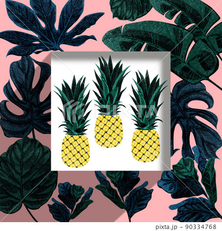 熱帯植物トロピカルフレームイラスト 90334768