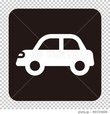 Car Simple Sideways Monochrome White White Rounded Square Icon / White Background Car Simple Sideways Monochrome White White Rounded Square Icon / White Background 90334806