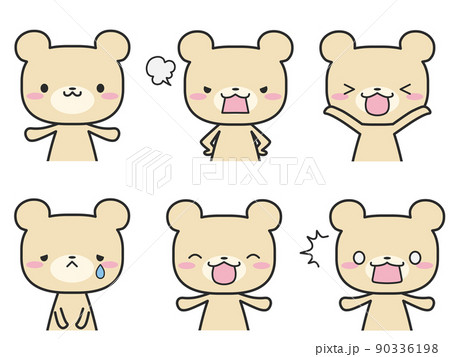 いろいろな表情の上半身のクマさんセット 90336198