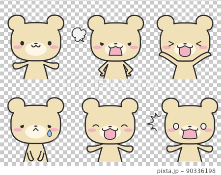 いろいろな表情の上半身のクマさんセット 90336198