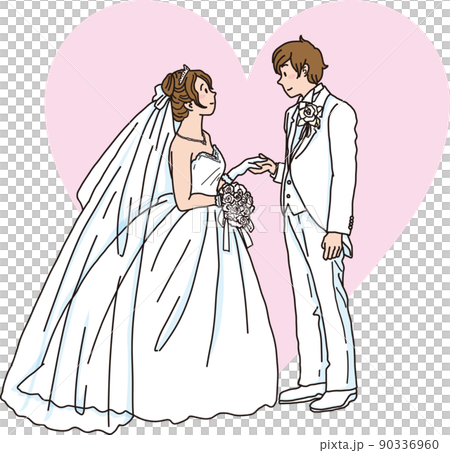 Wedding image_Western clothing_With heart_Color 90336960